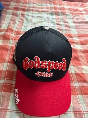 Godspeed Trucker Hat with Red Brim